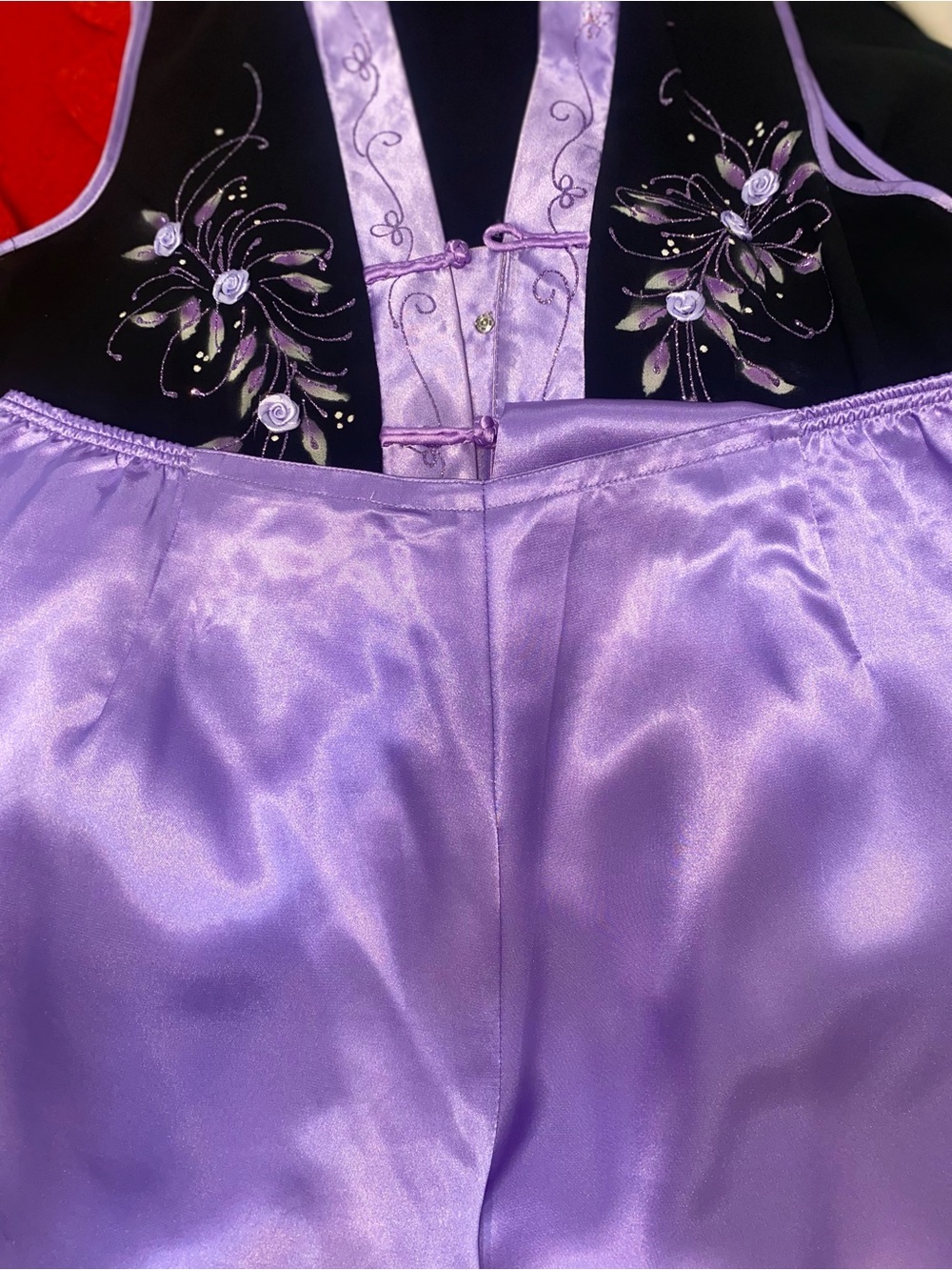 VTG Silver Dragon Chiffon Ao Dai Tunic Pants Set Purple Floral Y2K Fits Small - Picture 12 of 16